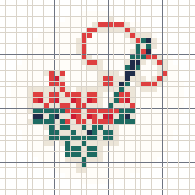 The same artwork converted to a 36 by 36 stitch chart
